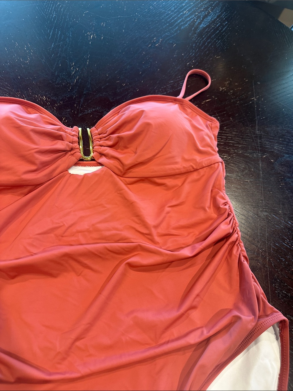 Sleek Rust One-Piece Swimsuit with Gold Accent - Picture 5 of 8